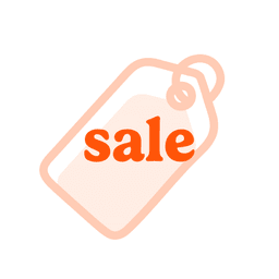 Price tag icon outlined in orange with the word 'sale' written on it.